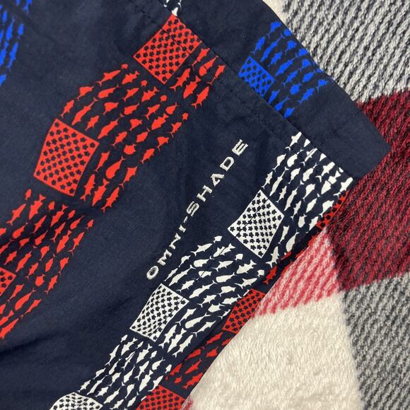 Columbia PFG Shorts Men S Super Backcast Swim Trunk Mesh Line Fish US Flag Print - Picture 11 of 12